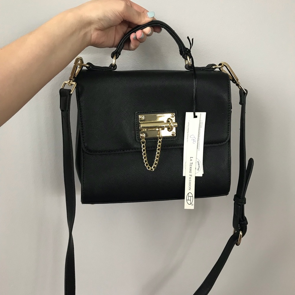 Black and Gold La Terre Fashion Crossbody Bag
